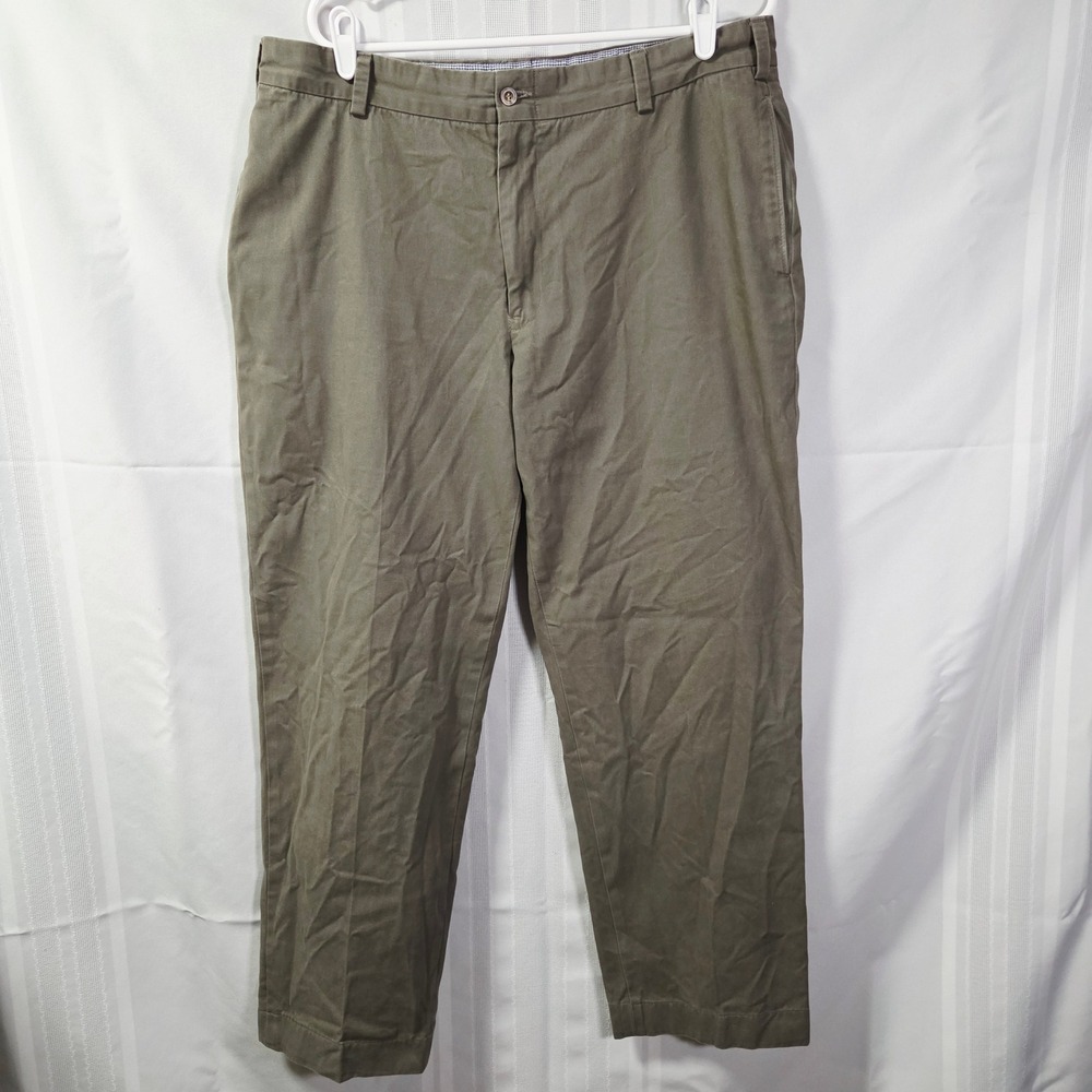 Franks Pants Chinos Mens 38 Olive Green American Made Straight Leg Cotton Twill